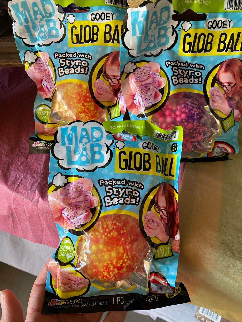 Mad Lab Lot of 3 GLOB BALLS Squishy Toy Fidget Squish